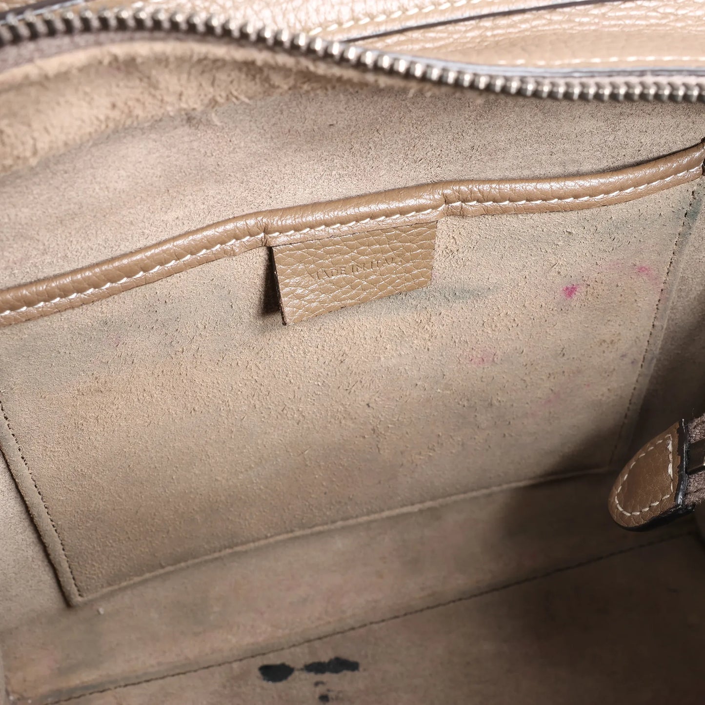 CELINE Nano Luggage Leather 2Way Handbag in Greige