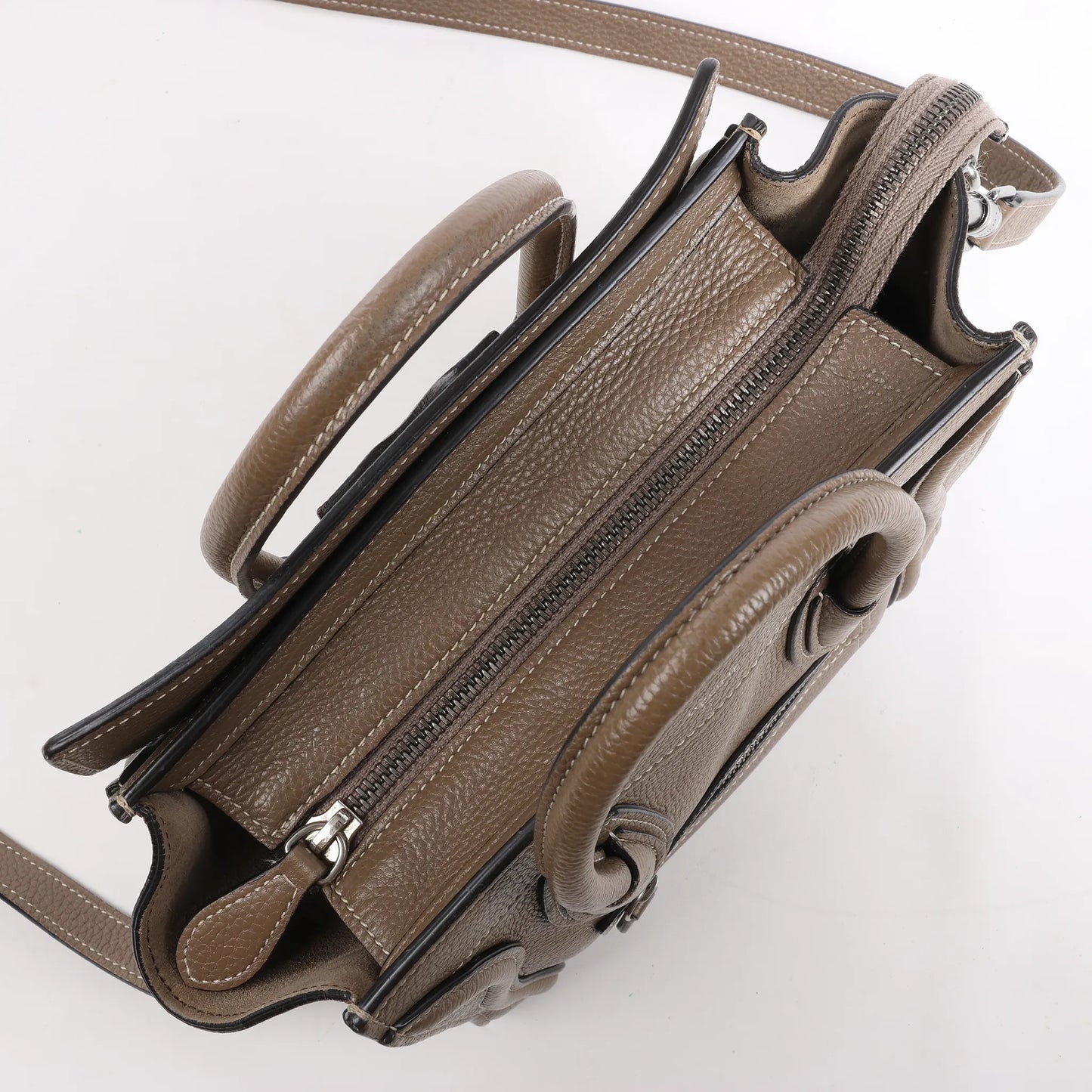 CELINE Nano Luggage Leather 2Way Handbag in Greige