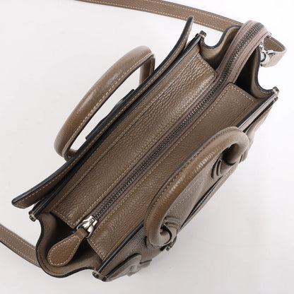 CELINE Nano Luggage Leather 2Way Handbag in Greige