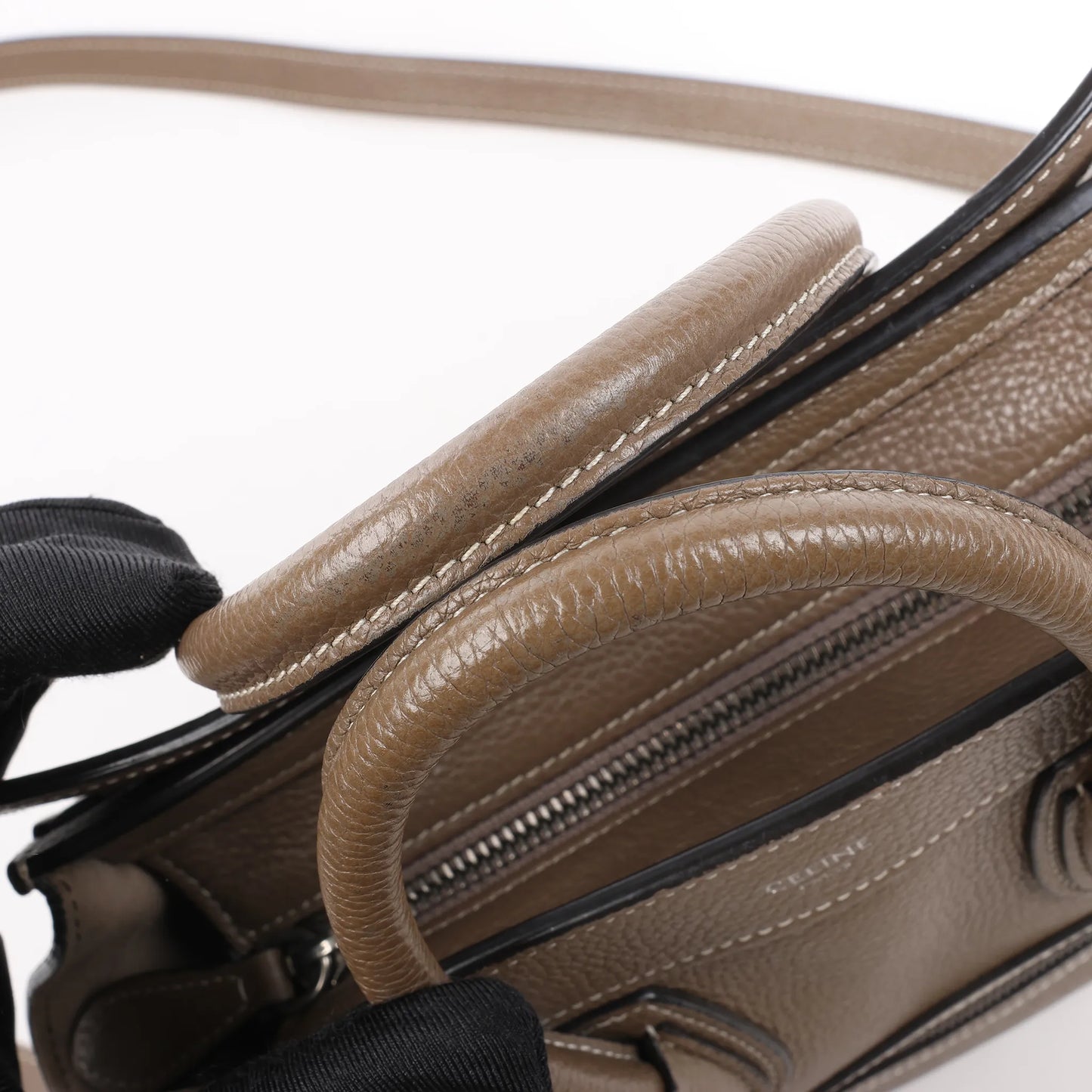 CELINE Nano Luggage Leather 2Way Handbag in Greige