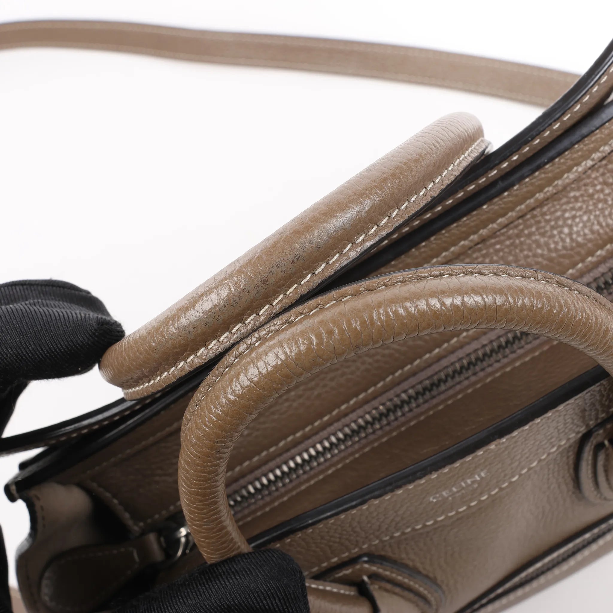 CELINE Nano Luggage Leather 2Way Handbag in Greige