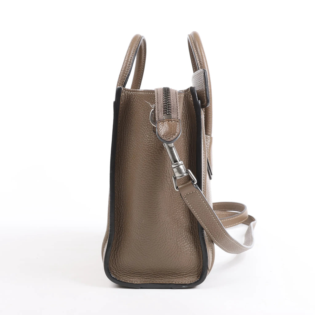 CELINE Nano Luggage Leather 2Way Handbag in Greige