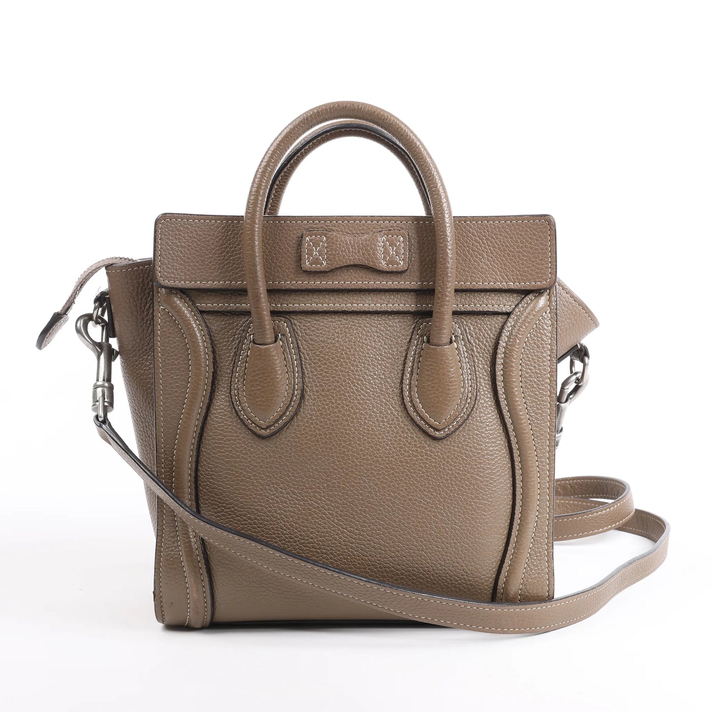 CELINE Nano Luggage Leather 2Way Handbag in Greige