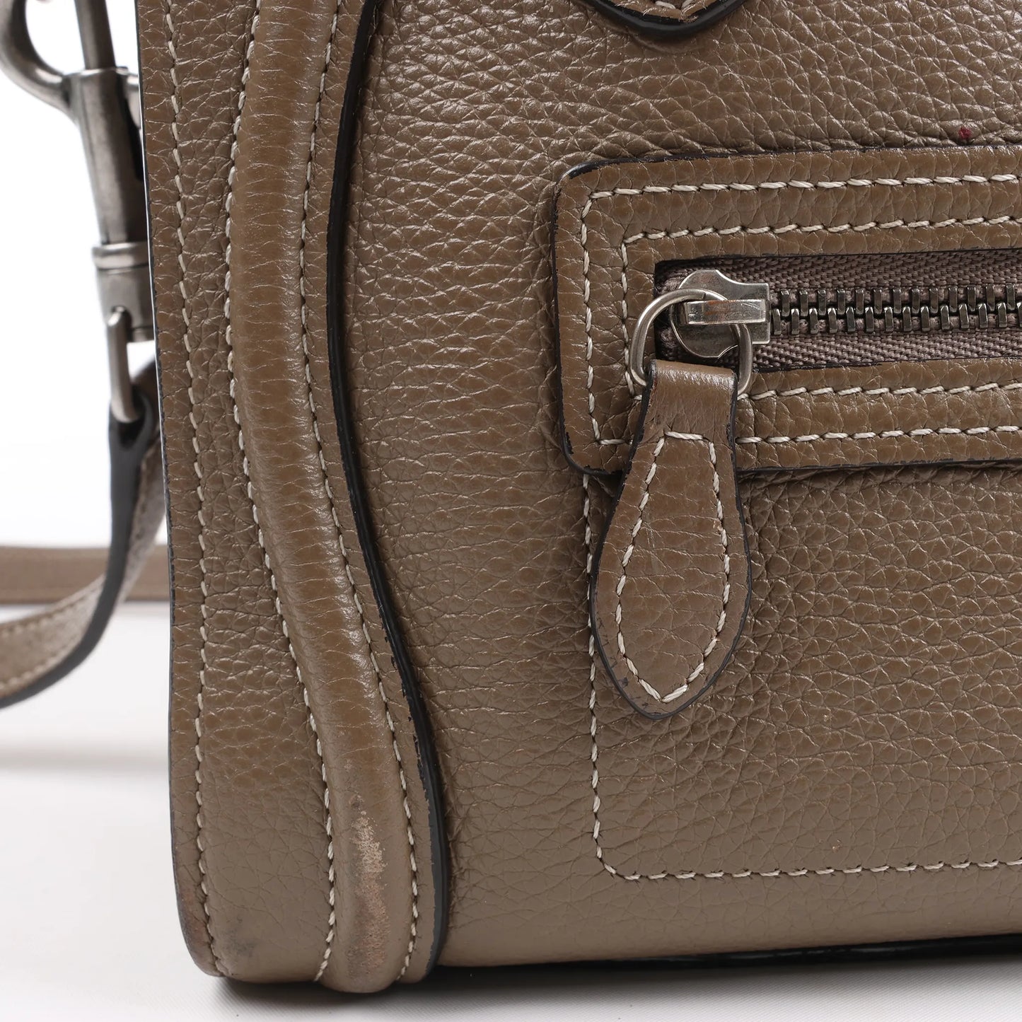 CELINE Nano Luggage Leather 2Way Handbag in Greige