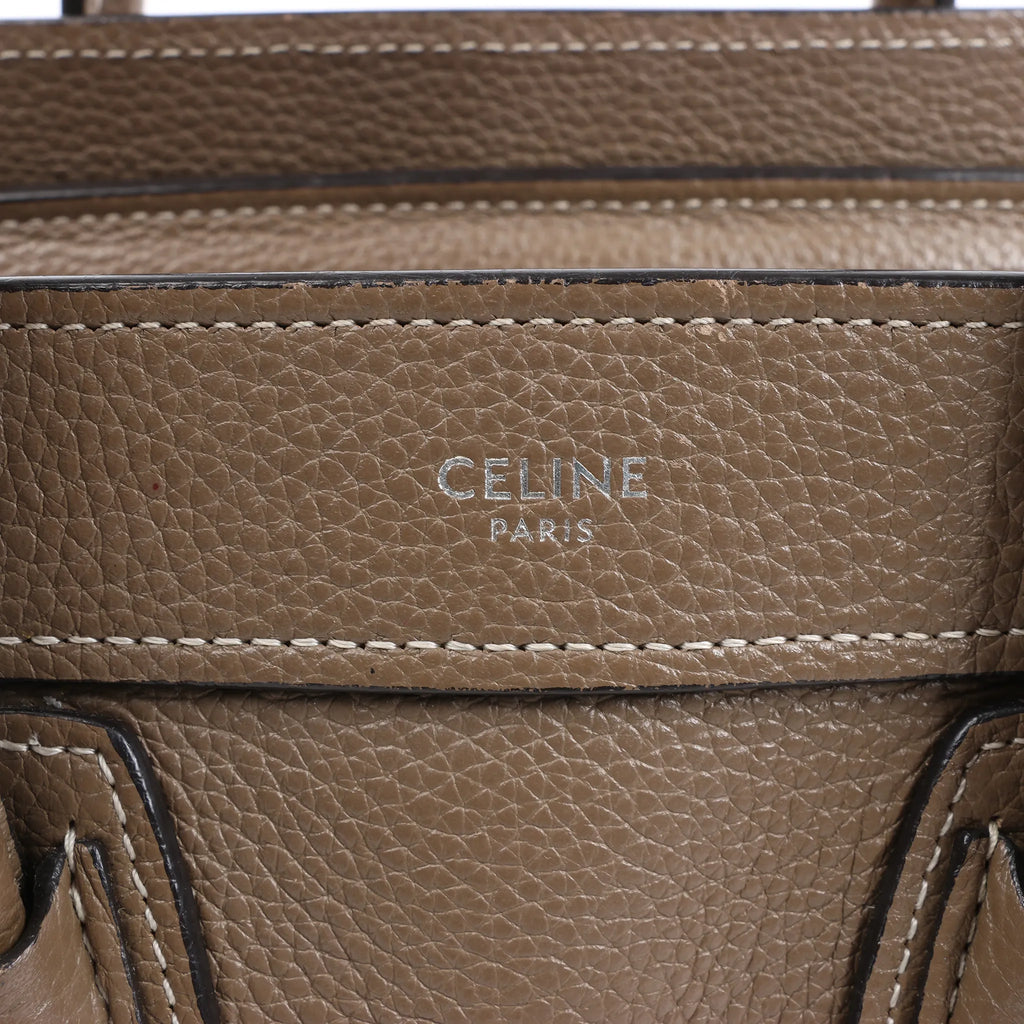 CELINE Nano Luggage Leather 2Way Handbag in Greige