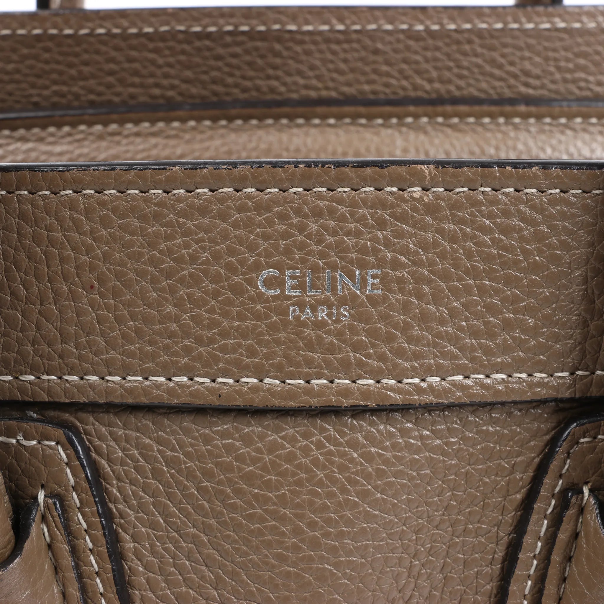 CELINE Nano Luggage Leather 2Way Handbag in Greige