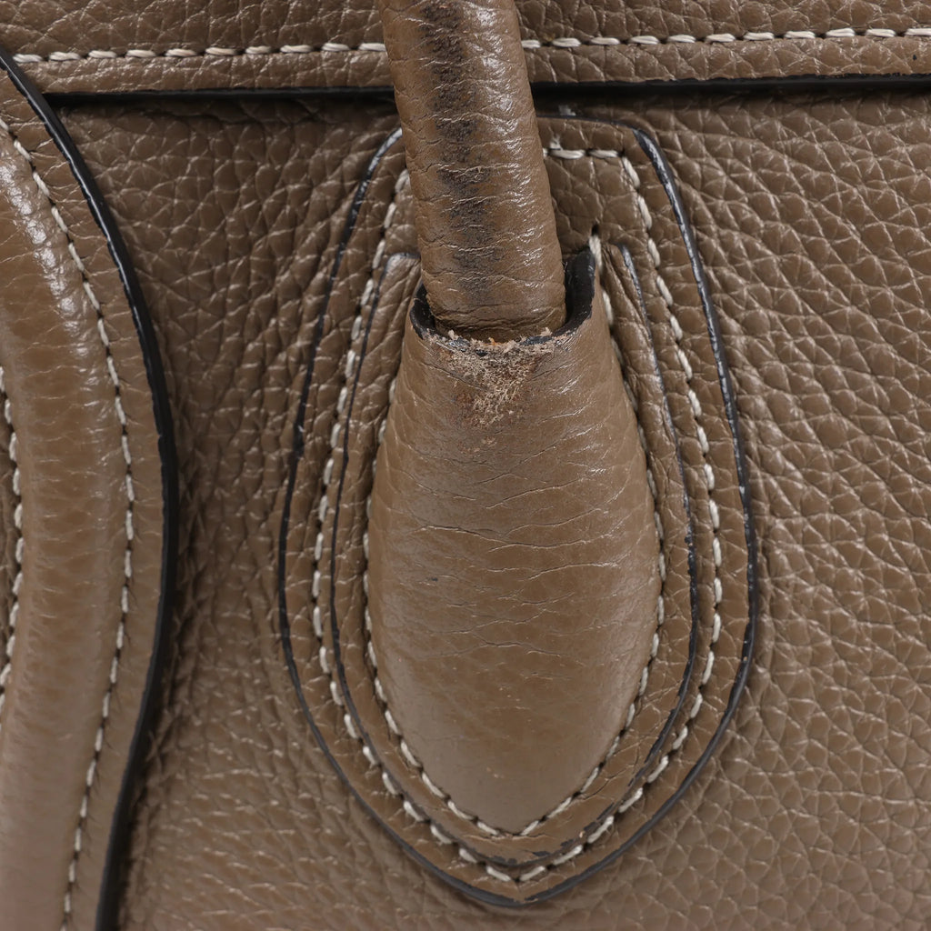 CELINE Nano Luggage Leather 2Way Handbag in Greige