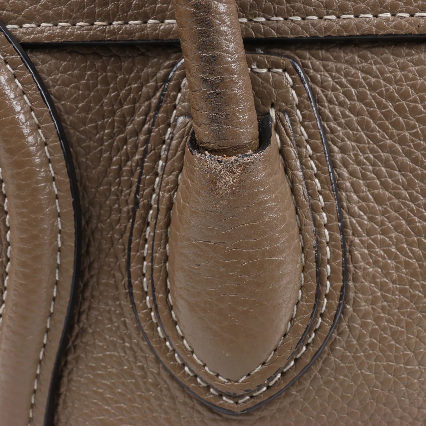 CELINE Nano Luggage Leather 2Way Handbag in Greige