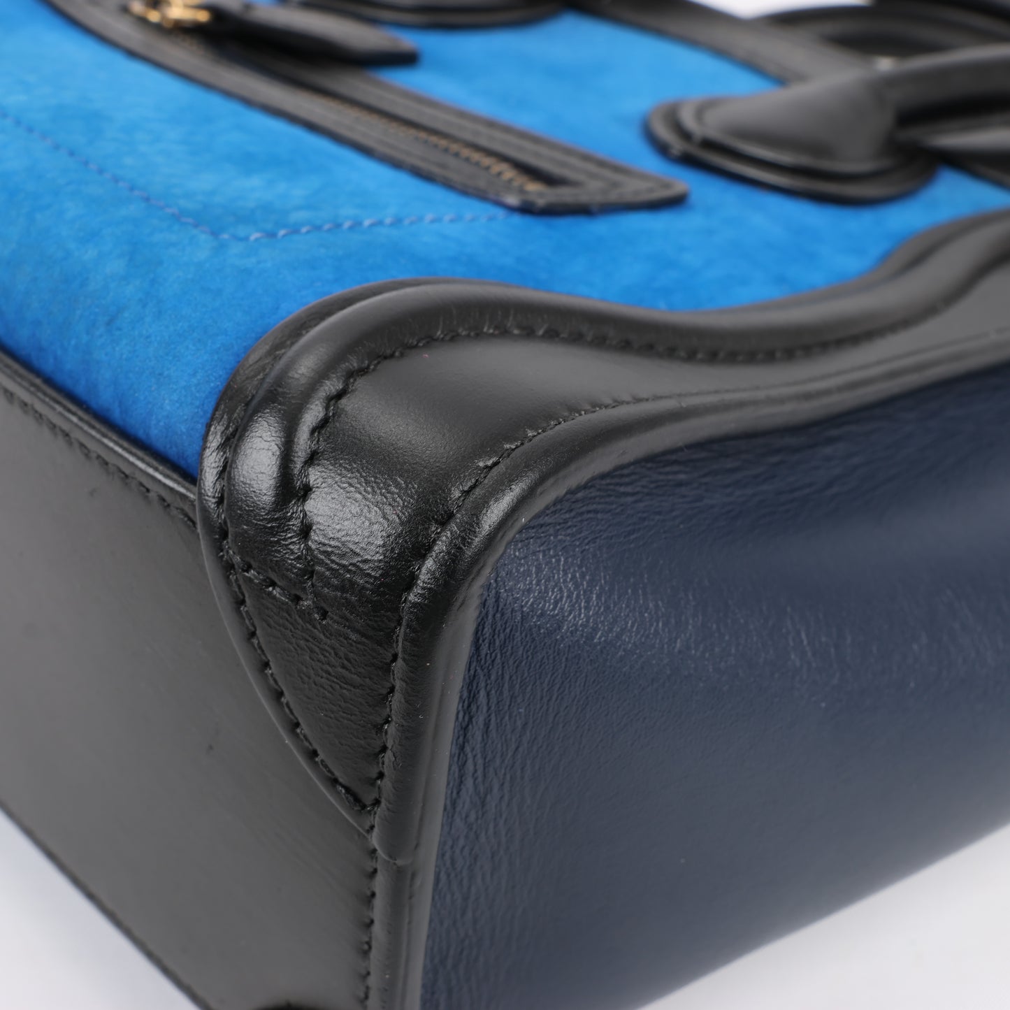 CELINE Nano Luggage Leather Tri-Color 2Way Handbag in Blue x Black