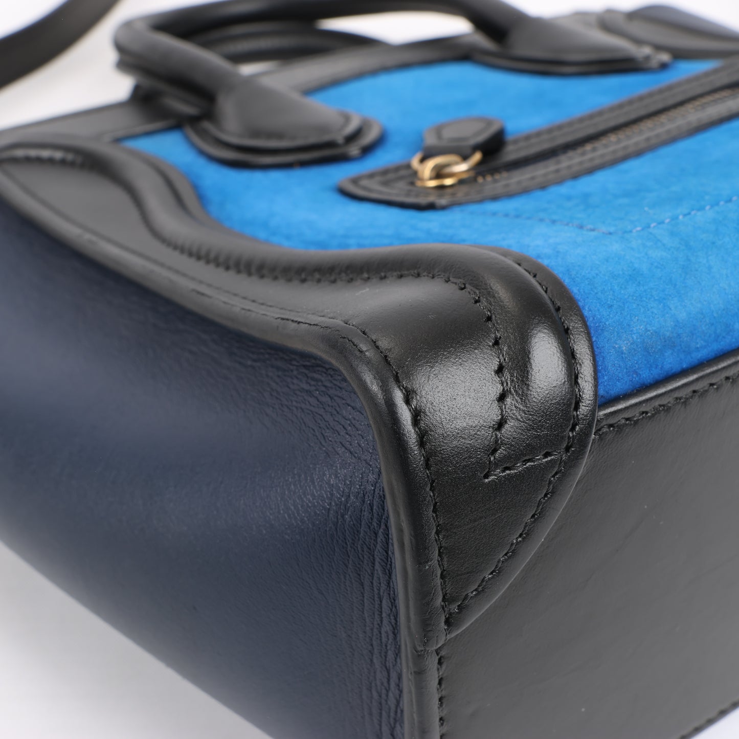 CELINE Nano Luggage Leather Tri-Color 2Way Handbag in Blue x Black