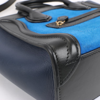 CELINE Nano Luggage Leather Tri-Color 2Way Handbag in Blue x Black
