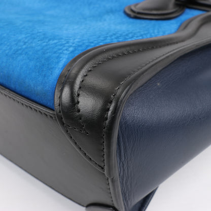 CELINE Nano Luggage Leather Tri-Color 2Way Handbag in Blue x Black