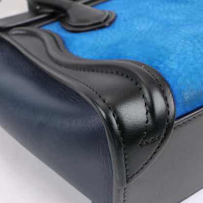 CELINE Nano Luggage Leather Tri-Color 2Way Handbag in Blue x Black