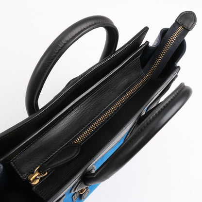 CELINE Nano Luggage Leather Tri-Color 2Way Handbag in Blue x Black