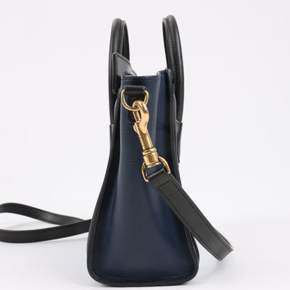 CELINE Nano Luggage Leather Tri-Color 2Way Handbag in Blue x Black