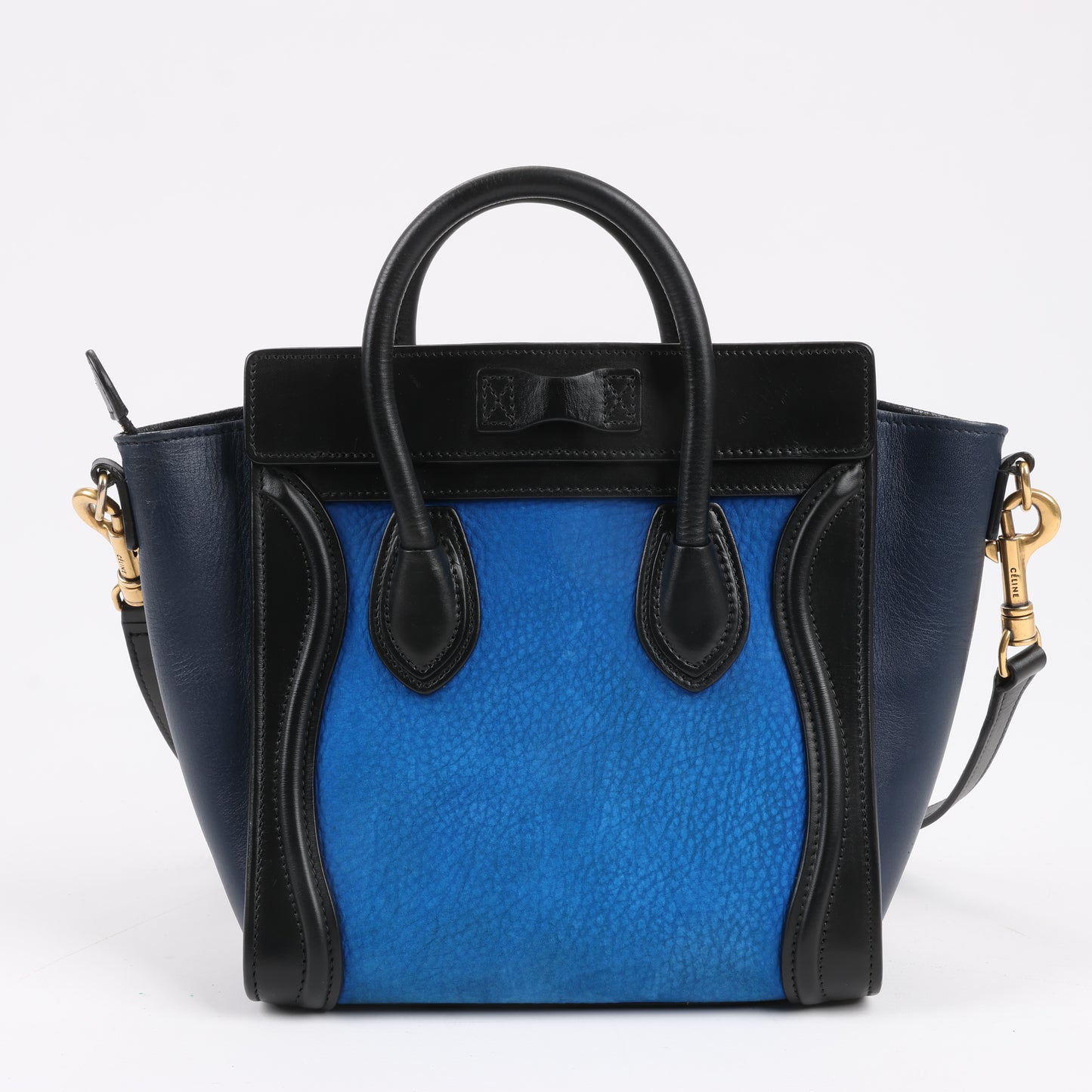 CELINE Nano Luggage Leather Tri-Color 2Way Handbag in Blue x Black