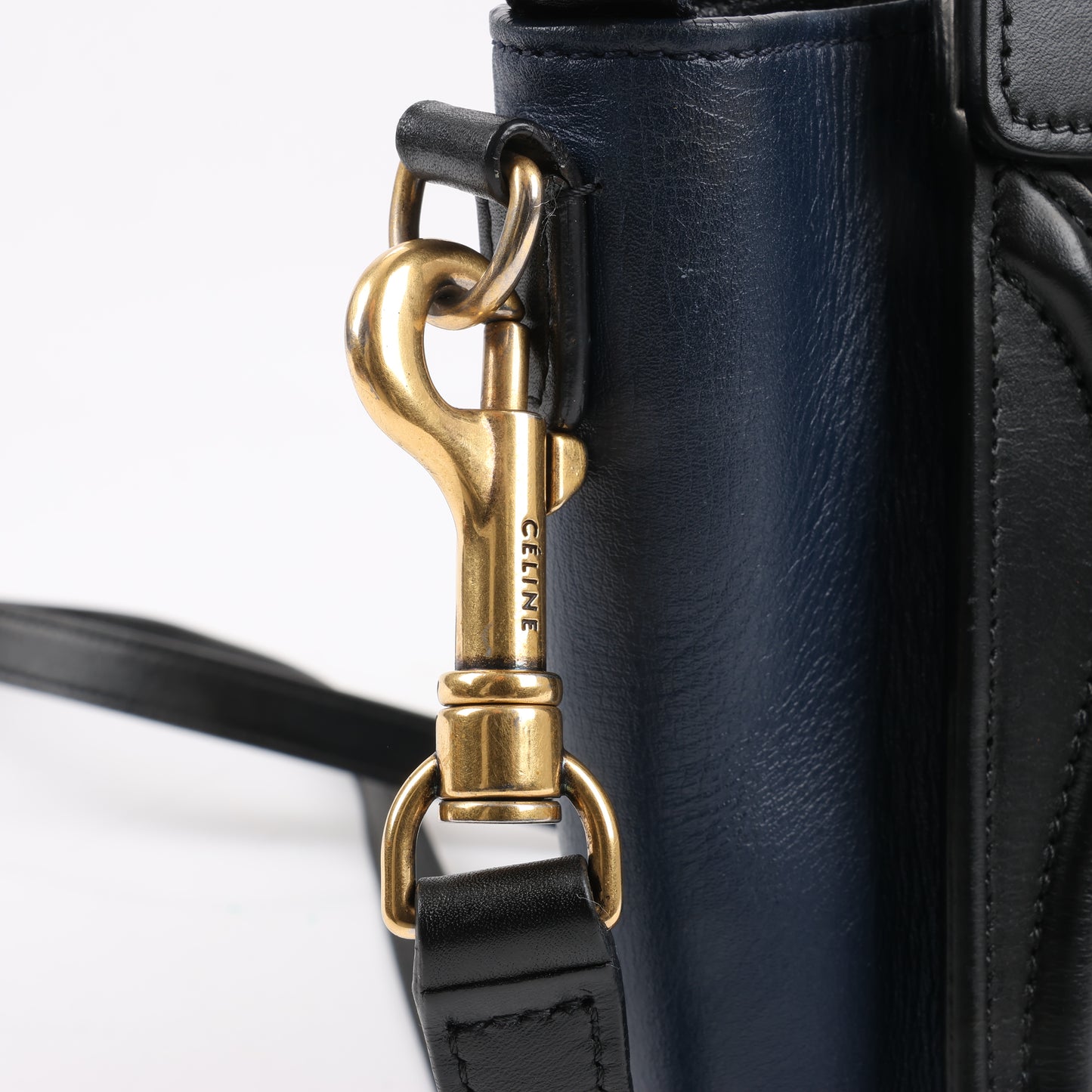 CELINE Nano Luggage Leather Tri-Color 2Way Handbag in Blue x Black
