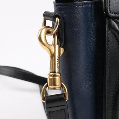 CELINE Nano Luggage Leather Tri-Color 2Way Handbag in Blue x Black
