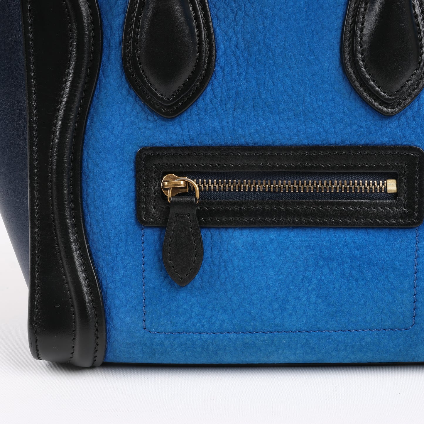 CELINE Nano Luggage Leather Tri-Color 2Way Handbag in Blue x Black