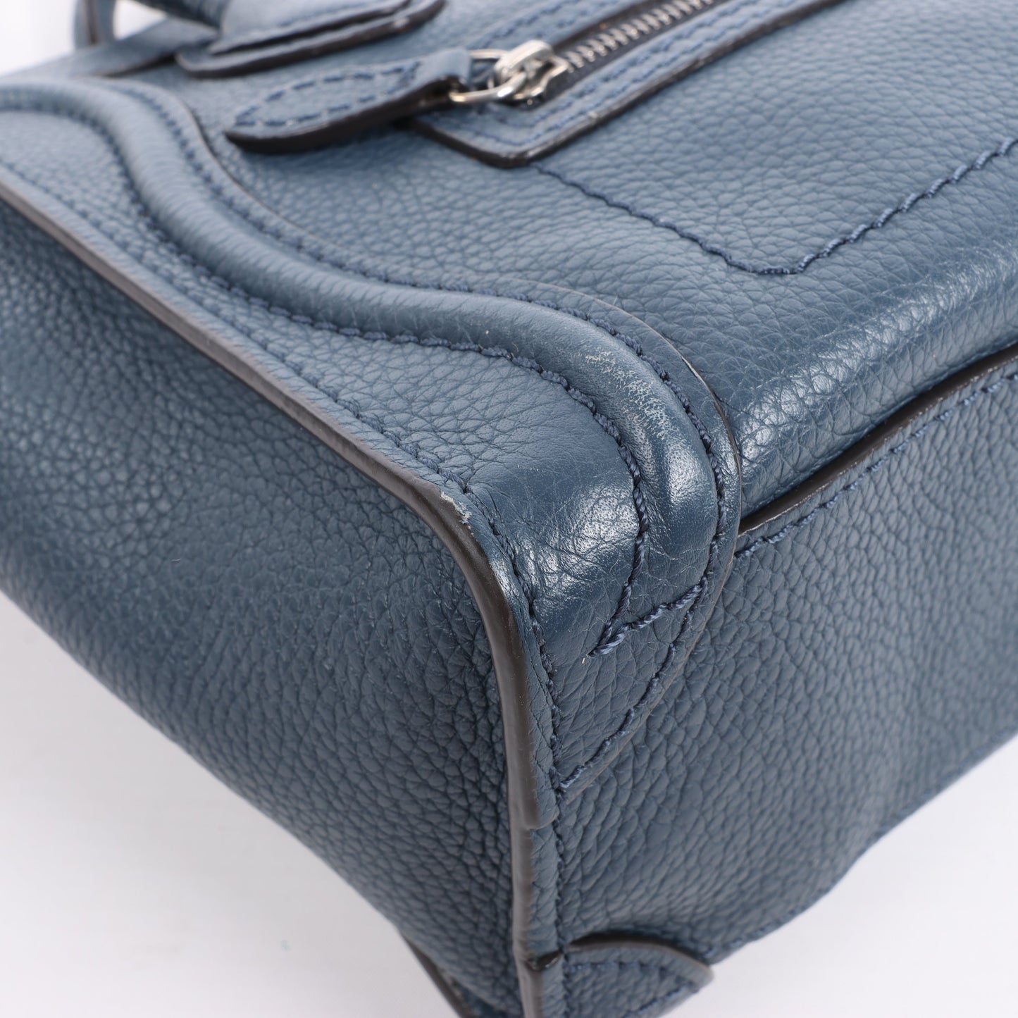 CELINE Nano Luggage Leather 2Way Handbag in Navy Blue