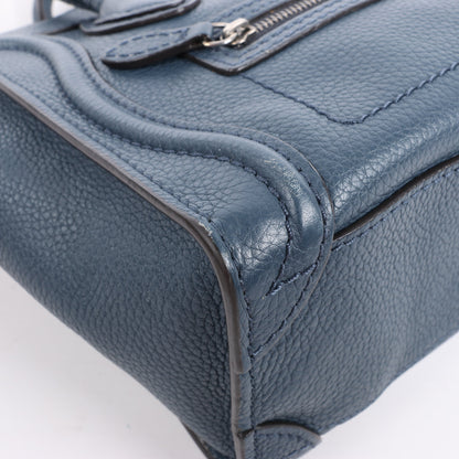 CELINE Nano Luggage Leather 2Way Handbag in Navy Blue