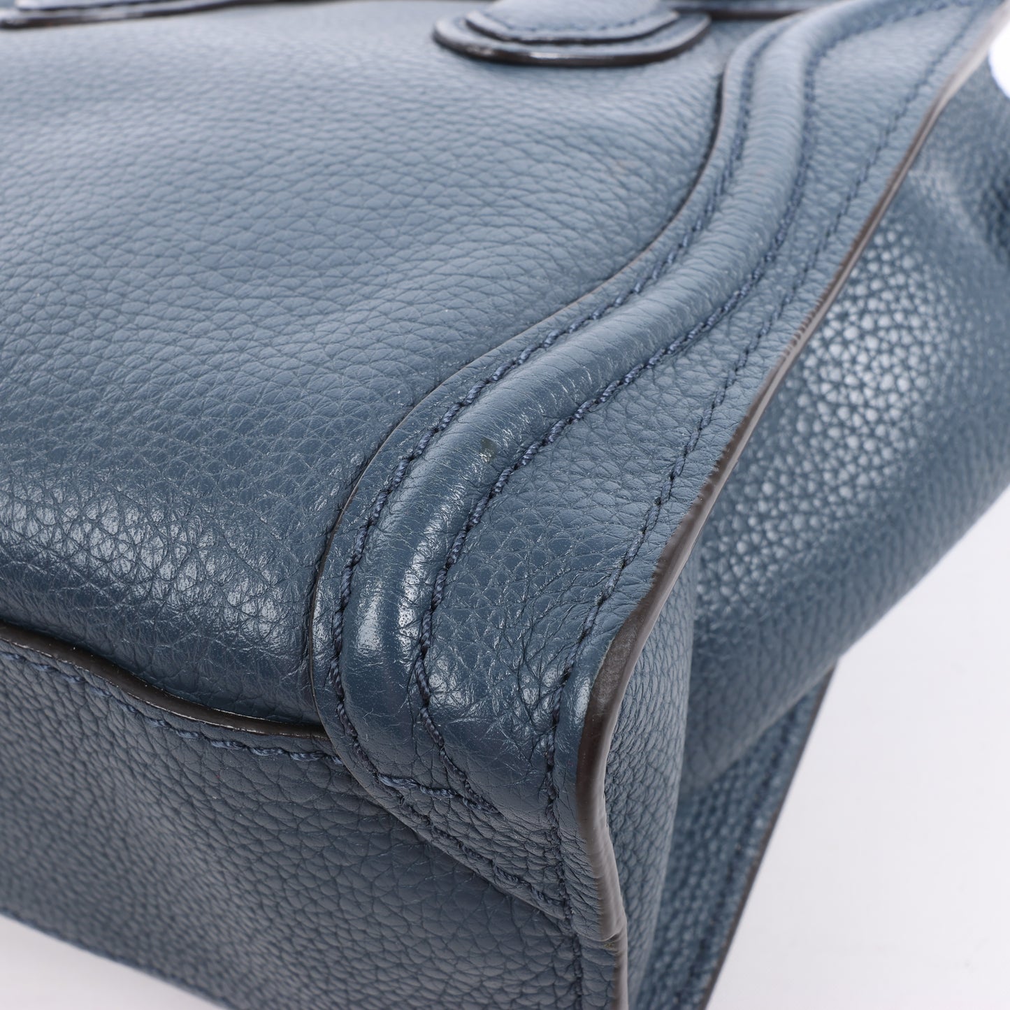 Sac à main double usage en cuir CELINE Nano Luggage bleu marine