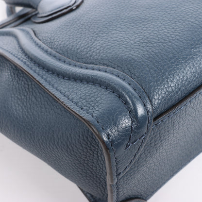 Sac à main double usage en cuir CELINE Nano Luggage bleu marine