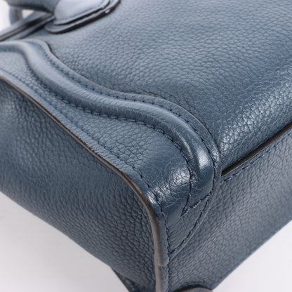 CELINE Nano Luggage Leather 2Way Handbag in Navy Blue