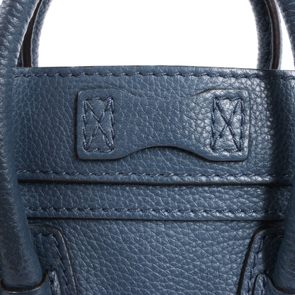 Sac à main double usage en cuir CELINE Nano Luggage bleu marine
