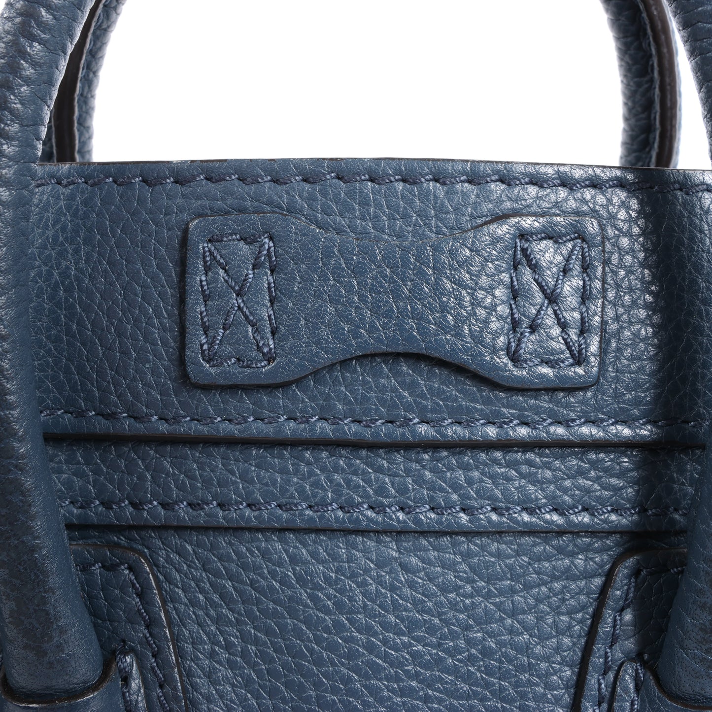 CELINE Nano Luggage Leather 2Way Handbag in Navy Blue