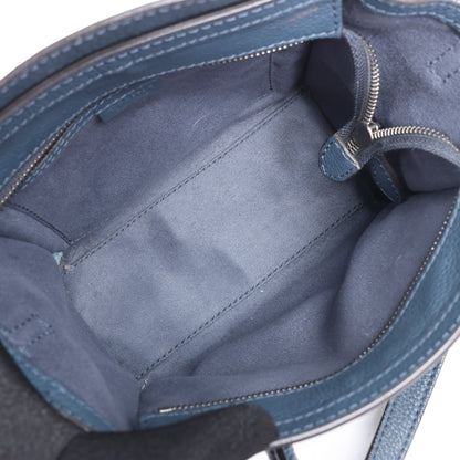 CELINE Nano Luggage Leather 2Way Handbag in Navy Blue