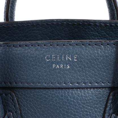 Sac à main double usage en cuir CELINE Nano Luggage bleu marine