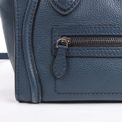 Sac à main double usage en cuir CELINE Nano Luggage bleu marine