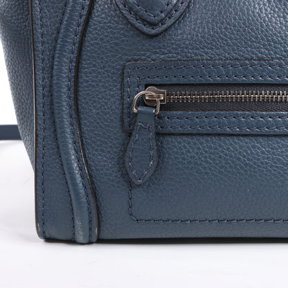CELINE Nano Luggage Leather 2Way Handbag in Navy Blue