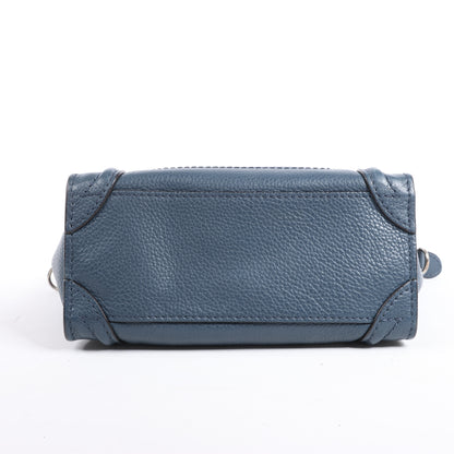 Sac à main double usage en cuir CELINE Nano Luggage bleu marine