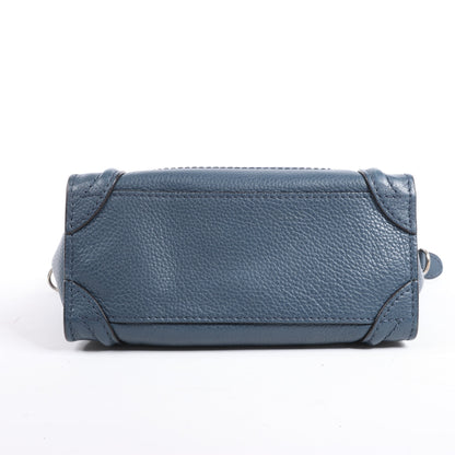 CELINE Nano Luggage Leather 2Way Handbag in Navy Blue