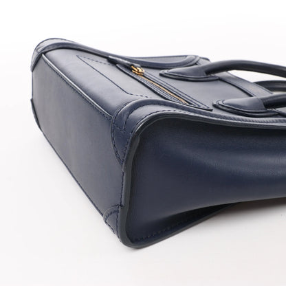 Sac à main double usage en cuir CELINE Nano Luggage bleu marine