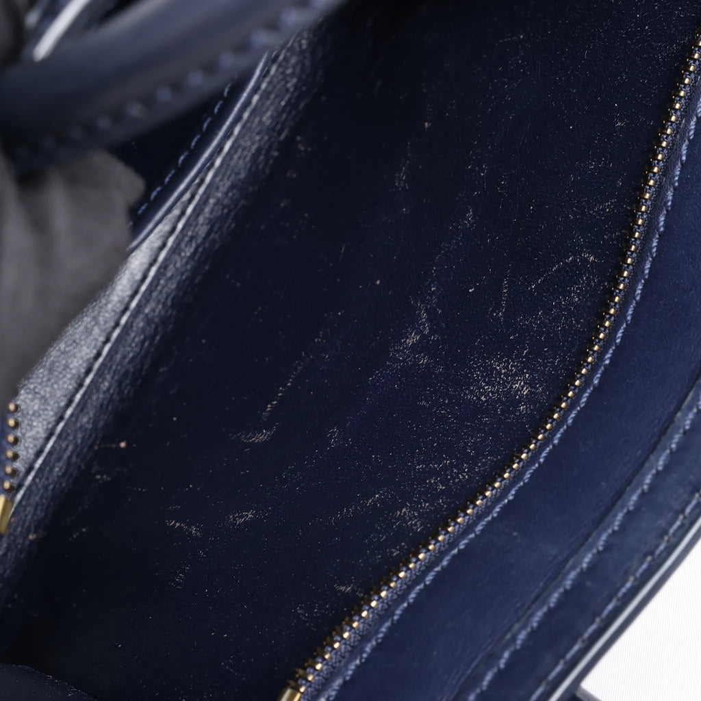 CELINE Nano Luggage Leather 2Way Handbag in Navy Blue