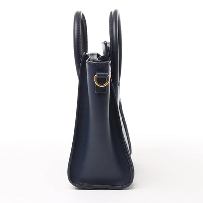 Sac à main double usage en cuir CELINE Nano Luggage bleu marine