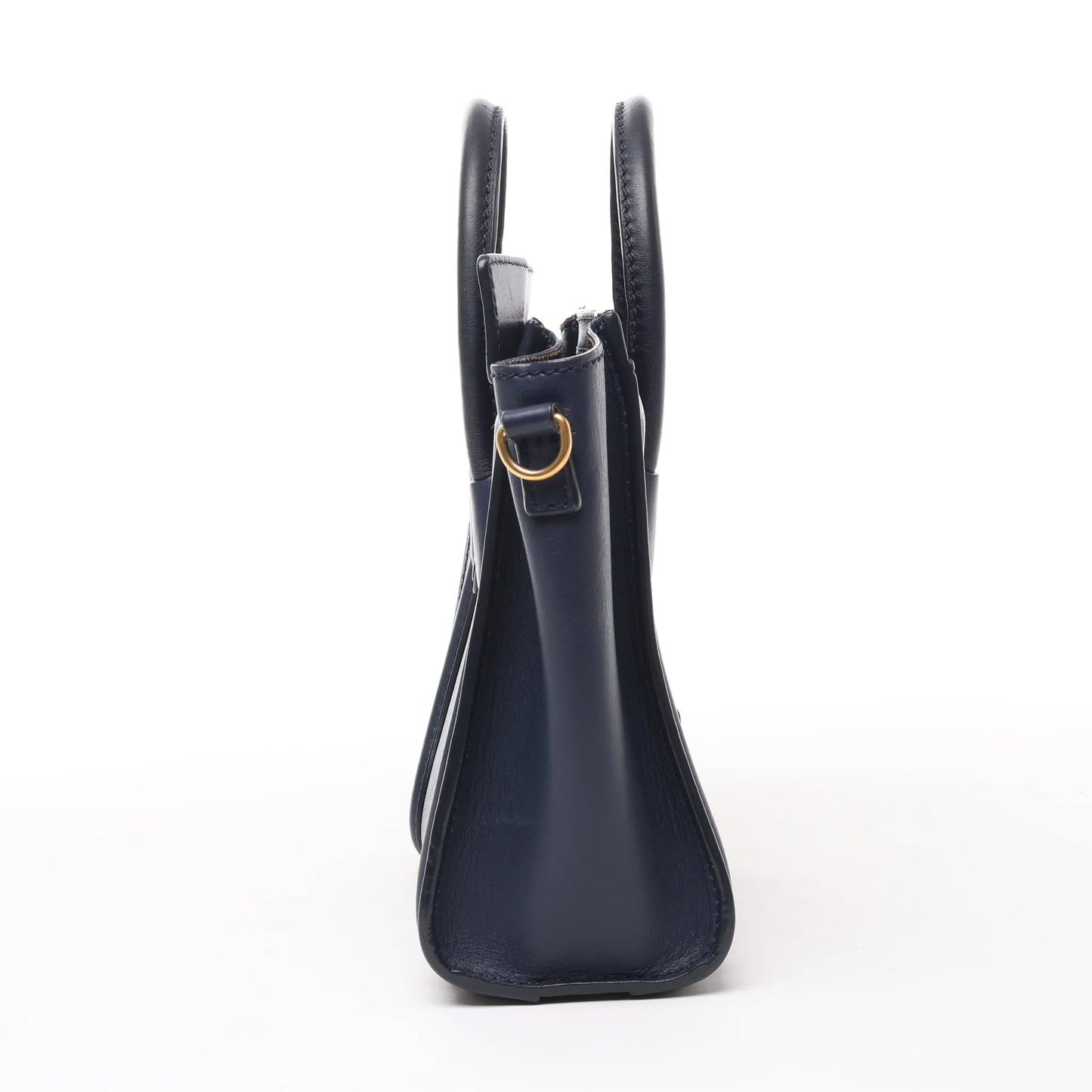Sac à main double usage en cuir CELINE Nano Luggage bleu marine