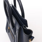 CELINE Nano Luggage Leather 2Way Handbag in Navy Blue