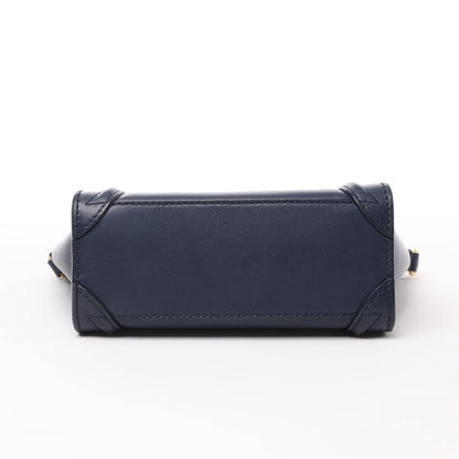 CELINE Nano Luggage Leather 2Way Handbag in Navy Blue