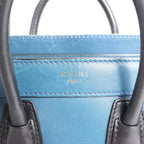 CELINE Nano Luggage Leather 2Way Handbag in Navy Blue