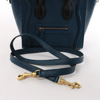 CELINE Nano Luggage Leather 2Way Handbag in Navy Blue