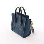 CELINE Nano Luggage Leather 2Way Handbag in Navy Blue
