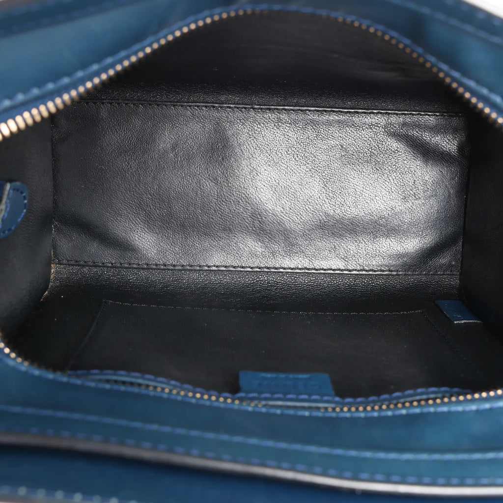 CELINE Nano Luggage Leather 2Way Handbag in Navy Blue