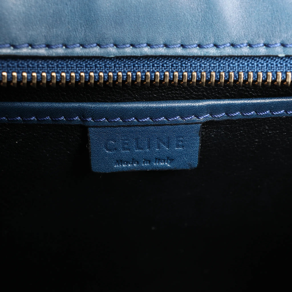 CELINE Nano Luggage Leather 2Way Handbag in Navy Blue