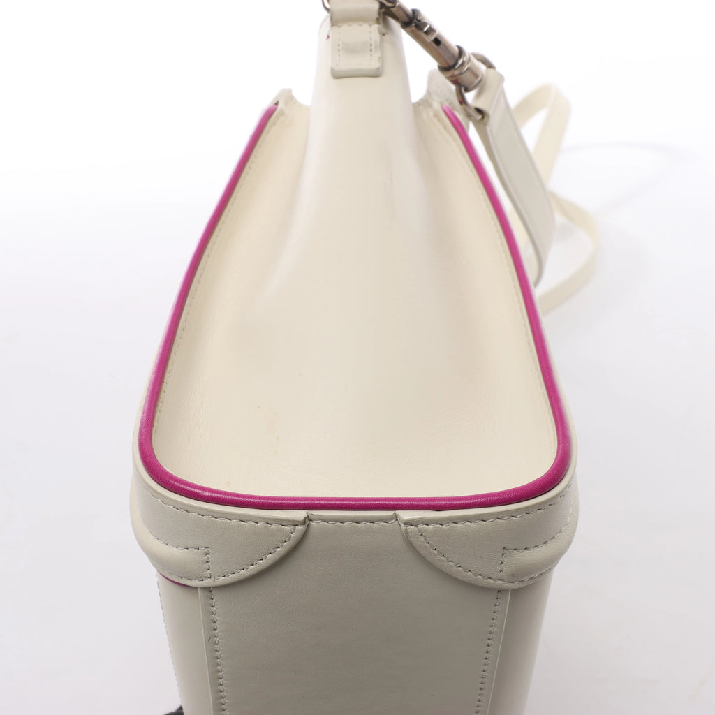 Celine Luggage Nano Leather 2Way Handbag in Beige x Purple