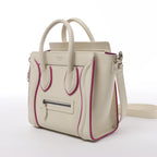 Celine Luggage Nano Leather 2Way Handbag in Beige x Purple