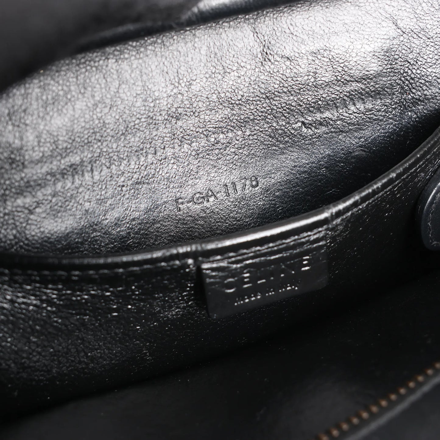 CELINE Nano Luggage Leather 2Way Handbag in Black x White